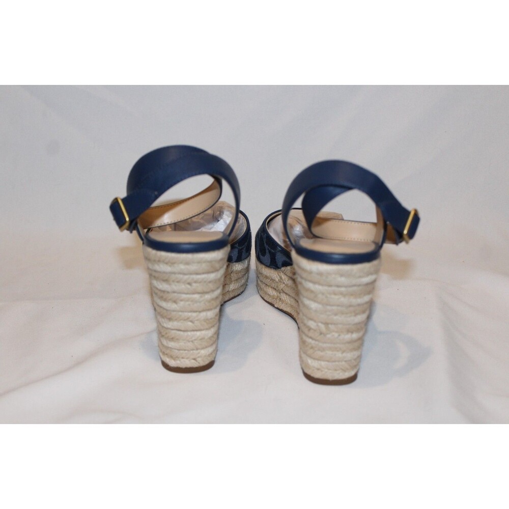 COACH WOMEN'S SIGNATURE C ESPADRILLE WEDGE SANDALS DEEP‎ BLUE SZ 8.5 NIB - Picture 8 of 8